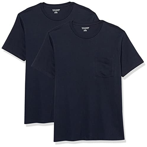 Amazon Essentials Herren T-Shirt mit kurzen Ärmeln, Rundhalsausschnitt und Tasche in normaler Passform, 2er-Pack