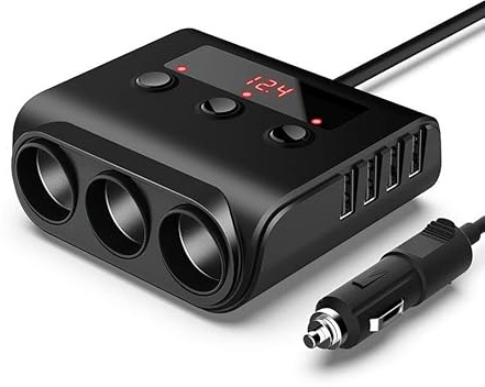 Ziyan 12V 24V LKW Auto KFZ-Adapter 3 Fach Zigarettenanzünder Verteiler 4 USB Steckdose