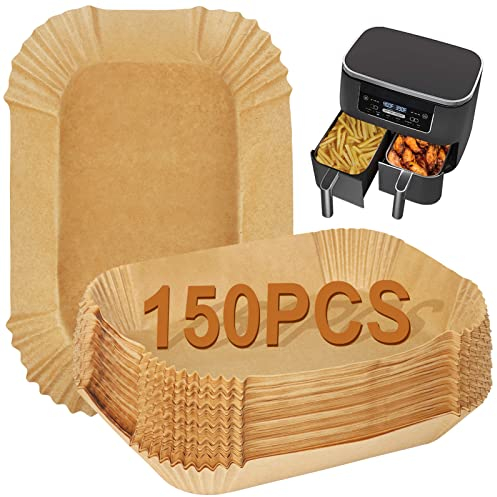 YQL 150 Stück Backpapier für Heißluftfritteuse 7,6L - 9,5L, Airfryer Zubehör für Juskys 9L Doppelkammer/Ninja AF300EU/AF200EU/Foodi MAX Dual Zone 9,5L AF400EUCP/Ninja Double Stack xl SL400EU/SL400EUCP