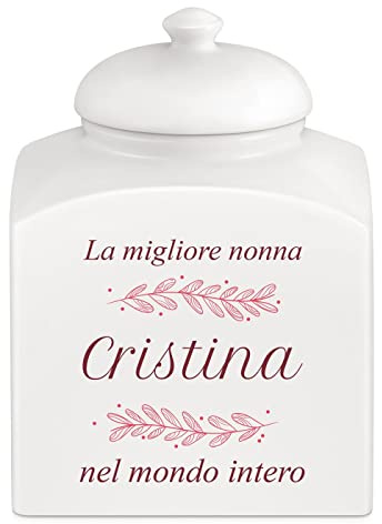 Maverton Biscottiera in ceramica, stampa personalizzata | Barattolo da cucina 3 L, protezione ermetica del barattolo per dolci, pensiero speciale per la donna, foglie al vento