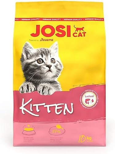 JosiCat Kitten (1 x 10 kg) | Junior | Premium Trockenfutter für wachsende sowie tragende & säugende Katzen | mit hohem Energiegehalt & wertvollem Lachsöl & Vitaminen | Powered by JOSERA | 1er Pack