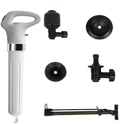 Electric Toilet Plunger, Manual High Pressure Air Drain Blaster with Replaceable Plug and Pressure Gauge Drain Clog Remover for Toilet for Kitchen Bathrooms Floor Drains Bathtubs