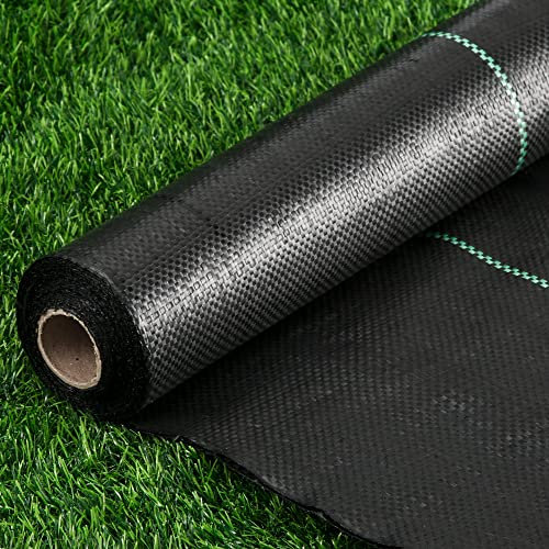 Kijamilee Toile de protection contre les mauvaises herbes très résistante - 7,8 m x 15,2 m d'épaisseur - Tissu géotextile tissé pour parterres de jardin, sous-couche, allée commerciale