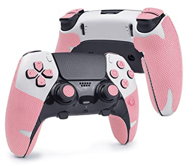TALONGAMES Controller Grips Compatible with PlayStatio 5 DualSense Edge, Anti-Slip, Sweat-Absorbent, Textured Skin kit, for PS5 Controllers Handle Grips, Buttons, Triggers (Pro Version - Pink)