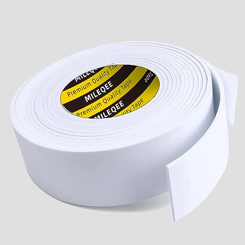 MILEQEE Schaumstoff Klebeband Selbstklebend, 30mm x 5m, 3 mm dick, Weiß, Einseitiges Schaumstoff Klebeband, Moosgummi Dichtungsband für Fenster & Türen, ideal für Kälteisolierung und Schalldämmung