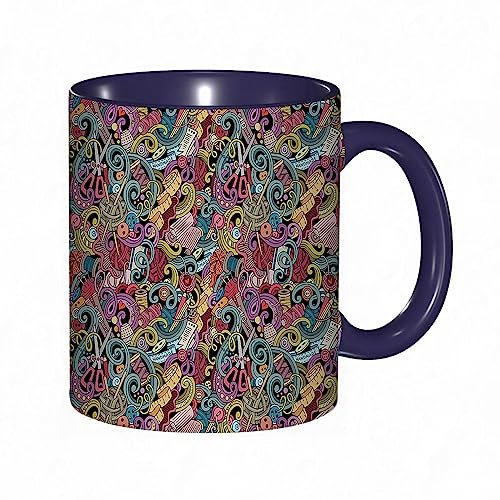 Tasse Keramik Schneider,handgefertigtes Maßband Hippie Graffiti Hip Hop Doodles.Bunt Kaffeetassen Große 330ml Mit Henkel 100% Handbemalt Trinkgläser Mit Griff Personalisierte Geschenk