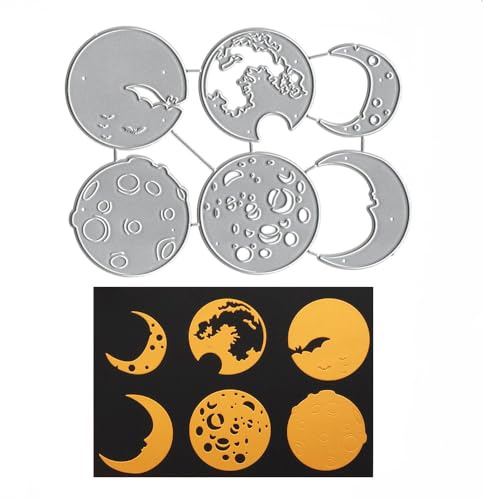 Metal 6 PCS Moon Halloween Bat Die Cuts Cutting Dies Embossing Stencils Template Mould for Card Making Decoration and DIY Scrapbooking Album