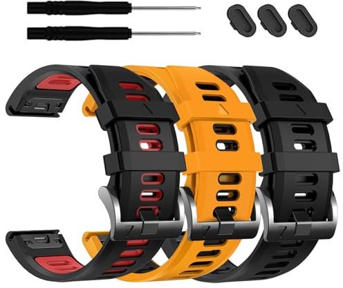 EZMVZKU 26mm Silikon Armband für Garmin Fenix 8 pro 51mm/Fenix 7X Pro/7X/6X Pro/6X/5X Plus/5X, QuickFit Ersatzarmband Uhrenarmband für Enduro 3/2/Epix Pro/Descent Mk3i/quatix 8/Tactix 8 AMOLED 51mm