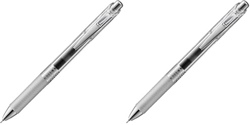 Pentel Energel Pure BLN75TL-AX Gel-Tintenroller, Schwarz, 0.5 mm Strichstärke, Nadelspitze, Druckmechanik, nachfüllbar, 1 Stück (2er Pack)