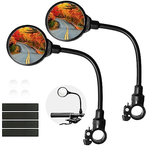 Seelulu Bike Mirror Handlebar Mount(Black-2 piece), Adjustable Rotatable Bicycle Rear View Mirror, Wide Angle Acrylic Convex Safety Mirror for Mountain/Road Bicycles