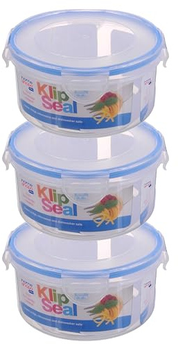 HOMESHOPA Plastic Airtight Food Storage Container, 800ml 3 Pack Round Leakproof Stackable Container with Clip-Lock Lid, BPA Free Reusable Meal Prep Lunch Box, Microwave Freezer & Dishwasher Safe