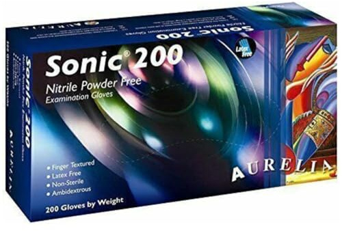Apex Business Supplies 200 Medium Blue Nitrile Disposable Gloves Sonic Nitrile Gloves | Powder Free And Latex Free Multipurpose Disposable Gloves | Food Grade Heavy Duty Box of 200