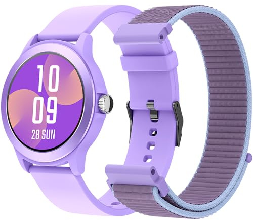 SPC Smartee Duo Vivo – Smartwatch Montre Intelligente de Couleur Violette avec Bracelet Interchangeable, Cadran Rond Haute définition 1. 27”, appels Bluetooth, 8 Jours de Batterie, 100 Sports, IP68