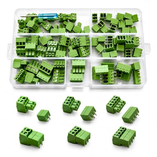 40 Steckbare 2-/3-/4-polige Leiterplattenklemmen | Gewinkelte PCB Schraubklemmen | 3,81 mm Rastermaß | Terminal Block Steckverbinder für PCB Platinen, Elektronik & DIY Projekte