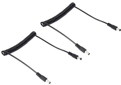PATIKIL Câble d'Alimentation CC Mâle à Mâle de 5 Pieds 5,5 mm x 2,1 mm, 2 Pcs Adaptateur de Fil Câble d'Extension Enroulé pour Bande LED DVR Routeur Caméra de Surveillance