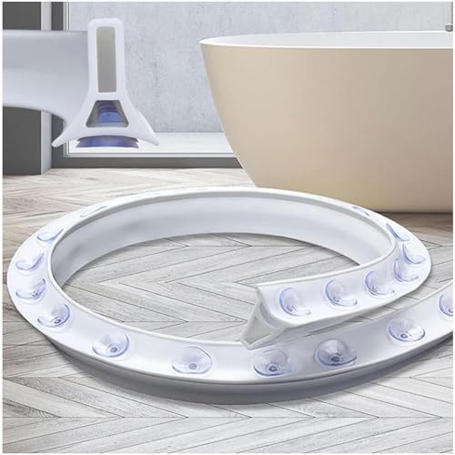 Duschwasserstop boden, Duschschwelle wasserdamm mit Saugnapf Flexibler Zusammenklappbare Duschrückhaltebarriere Wasserstopper Trocken-und Nasstrennung für Dusche Boden, Bad und Küche(Size:100cm/39in)