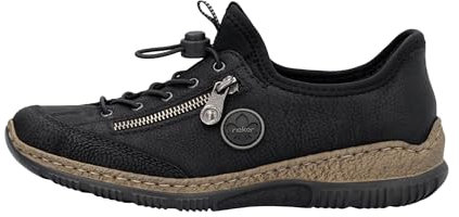 Rieker Damen Low-Top Sneaker N3267, Frauen Halbschuhe,Freizeitschuhe,Turnschuhe,Laufschuhe,straßenschuhe,Strassenschuhe,schwarz (01),39 EU / 6 UK
