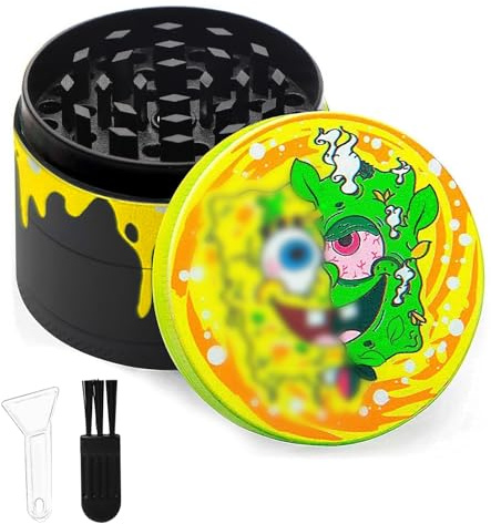 LHOEST Grinder Crusher - Molinillo de 24 dientes para hierbas, metal y aleación de zinc, con rascador y cepillo de plástico para especias, polen de especias, juego de 4 piezas para especias