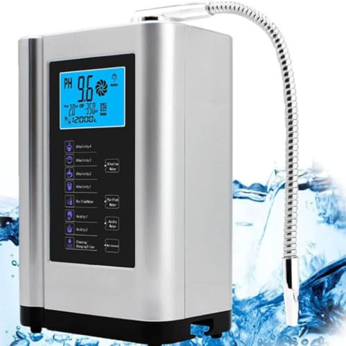 Ionizador de agua alcalina PH3.5-10.5 Máquina generadora de hidrógeno Purificador 3.8in LCD Filtro de agua potable alcalina ácida para el hogar, con 8000 litros por filtro,Silver