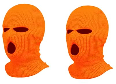2PCS 3 Holes Full Face Mask Ski Mask Winter Cap Balaclava Outdoor Beanie Tactical Hat (US, Alpha, One Size, Orange - 2pcs)