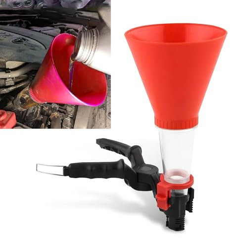 Arwrilt Embudo de aceite de motor de automóvil, embudo de aceite de bloqueo antifugas, herramienta de cambio de aceite del motor con filtro, embudo de cambio de aceite automotriz, accesorios