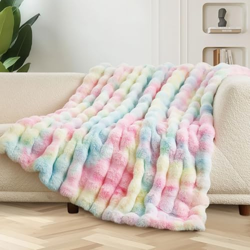 Miyacare Kuscheldecke 160x200 cm, Farbig Dick Kuscheldecke Flauschig