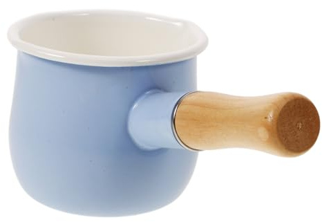 VICASKY Pentolino Induzione Antiaderente in Smalto Manico in Legno, Leggero e Flessibile per Cucina, per Mamme e Preparazione di Alimenti