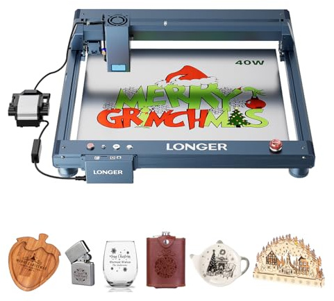 Longer B1 Lasergravierer, 40W Lasergravur- und Schneidmaschine mit automatischer Luftunterstützung, DIY für Holz, Metall, Papier, Acryl, Glas & Leder, 45 × 44 cm Arbeitsbereich (Indigoblau)