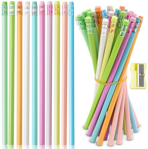 Rierousy 30 lápices HB con goma de borrar, 10 lápices triangulares para niños, escuela y oficina, regalo para estudiantes, profesores y colegas