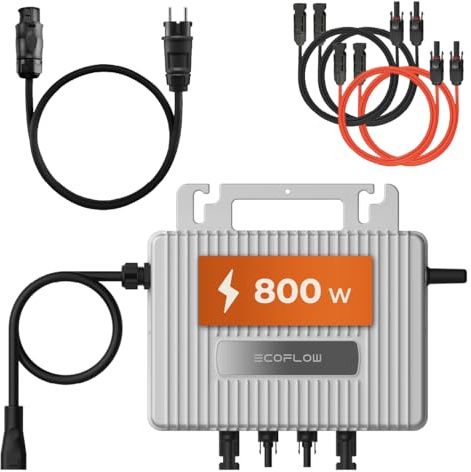 EcoFlow Stream Mikro-Wechselrichter 800W 0% VAT, Intelligenter Solarwechselrichter WLAN für Balkonkraftwerk, PV-Wechselrichter für 2 Solarpanele, 2 MPPT, App, inkl. AC & DC Kabel
