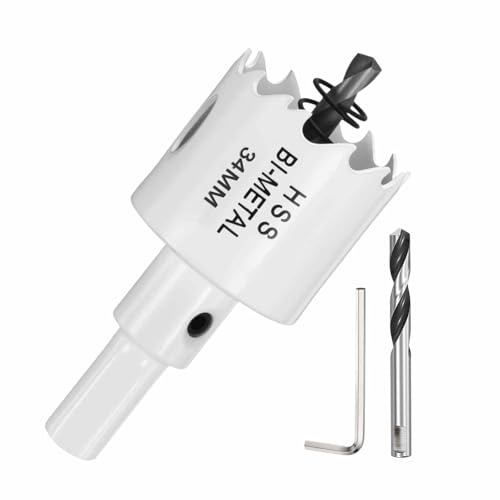 DTGN Kit de scie-cloche M42 de 34 mm pour acier, aluminium, laiton, cuivre, PVC, bois – Blanc