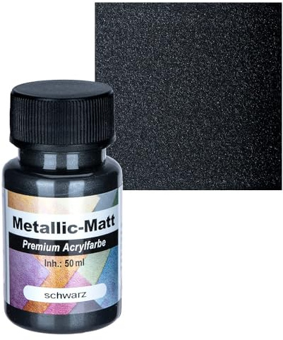 Ideen mit Herz Premium Acrylfarbe Metallic-Matt | deckende, matte Farbe mit Metallic-Effekt | auf Wasserbasis | 50 ml (schwarz)