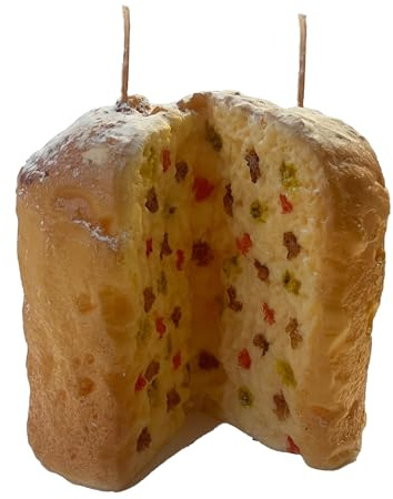 Cereria Di Giorgio - Candela a Forma di Panettone con Canditi - Color Caramello - Diametro 14 cm Altezza 13 cm - Artigianale - Idea Regalo Natale