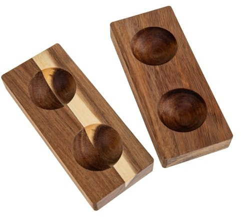 GLEAVI Contenitore per Uova in Legno 2 Pezzi per Cucina e Pasticceria, Piano Antiscivolo per Tenere le Uova Ferme, Facile da Pulire, per Bancone Cucina e Conservazione in Frigorifero