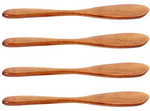 Toyvian 4 pièces Lot de Couteaux à Beurre Bois Premium Spatules Multifonctions pour Tartiner Beurre Confiture Crème Fromage et Gâteau Design Classique avec Manche Confortable