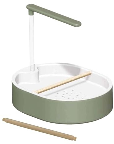 perfk Baignoire pour Perroquet, Baignoire Automatique avec Douche et perchoirs en Bois, et Pompe pour Petits Moyens Oiseaux, Pommeau de Douche Vert