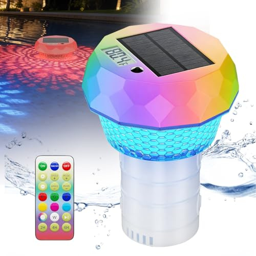 Luci Galleggianti Per Piscina,7 Colori Luce Solare Per Piscina Con Telecomando,Termometro,Scatola Di Disinfezione,Luce Galleggiante Per Piscina,Illuminazione Per Piscina Per Piscina,Giardino,Stagno