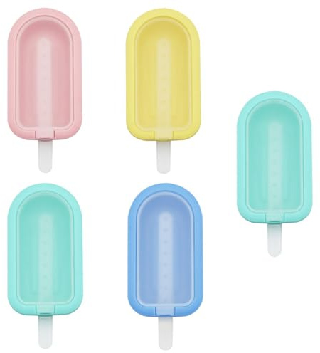 5Pcs Ice Lolly Molds, Non-Stick Reusable Popsicle Molds | DIY homemade dessert mould set for ice cream, cake pops and ice pops. Non-stick, reusable and food-safe material.