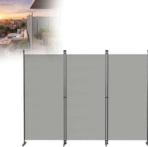 YZNAHRE Paravent Raumteiler 3-teilig 240x180 cm Dunkelgrau Freistehend Faltbar Große Faltwand – Sichtschutz für Schlafzimmer Wohnzimmer Büro – Spanische Wand
