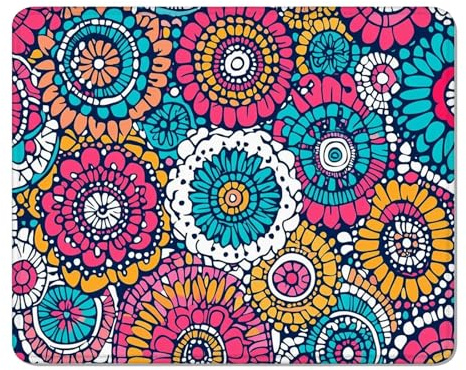 Alfombrilla Ratón con Bordes Cosidos, Mouse Pad con Motivos 15 x 20 cm, Base Antideslizante y Superficie Impermeable, Seguimiento Preciso para Ratón Óptico, Láser y Gaming - Rojo Rosa & Bohemia XS#10