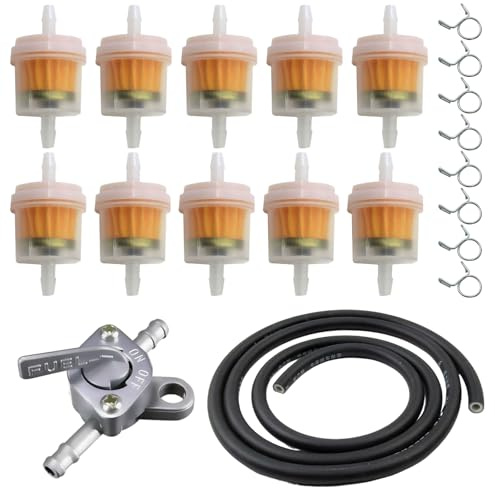 20 PCS Kraftstofffilter,kraftstofffilter universal,Benzinfilter RasenmäHer,benzinfilter motorrad 8mm,mit 10 Filtern Und 8 Schlauchschellen und Ventil,für Motorrad,Auto,Roller Mofa