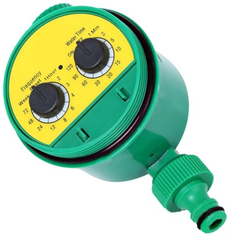 JUMPLAWN Temporizador Riego Automático Jardín Ajustable con Control Rotatorio para Sistema de Aspersores Programable Ciclos de Tiempo Uso Balcón Terraza y Huerto sin Batería Incluida