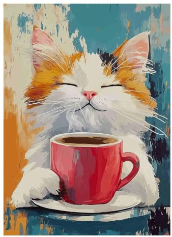 Chat Tasse Café Puzzle, 1000 Pièces Jeu Intérieur Adulte | 38x26cm Carton, Exercice Mental, Finition Surface Lisse, Amateurs D'art, Réduction Du Stress