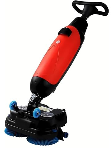 Autolaveuse de sols professionnelle sans fil, 17 po, double brosse, alimentée par batterie, rotation à 360°, 360 tr/min, 12 916 pi², multifonctionnelle, rouge