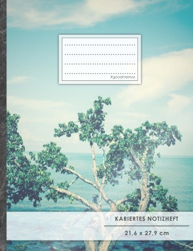 Kariertes Notizbuch • A4-Format, 100+ Seiten, Soft Cover, Register, Mit Rand, „Traumhafter See“ • Original #GoodMemos Quad Ruled Notebook • Perfekt als Matheheft, Skizzenbuch, Notizheft, Tagebuch