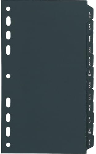 rido/idé 7065812 A-Z-register (från hård folie, för A 5 ringbok/timer/timing 1, 12 delar) svart