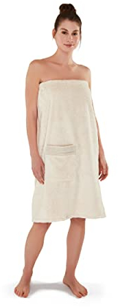 möve Wellness Sarong mit Chenillebiesen in Gr. 40 / 48 aus 100 % Baumwolle (Spinair), nature