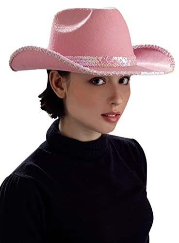 Rubies Forum Novelties Junior Deluxe Cowgirl Hat with Pink Sequins,15 x 11.5 x 4.7
