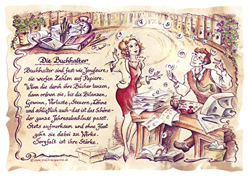 Die Staffelei Geschenk Buchhalter/Witziges Gedicht mit liebevoller Zeichnung auf hochwertigem Papier/besondere Geschenkidee für den Buchhalter