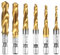 Qibaok 6 pezzi punte trapano Maschi Countersink Tap HSS Imposta combinazione attacco filettare e svasare l’imboccatura Innesto esagonale standard titanio, non per metallo duro
